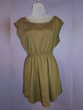 Women's Olive Green Elastic-Waist Mini Dress